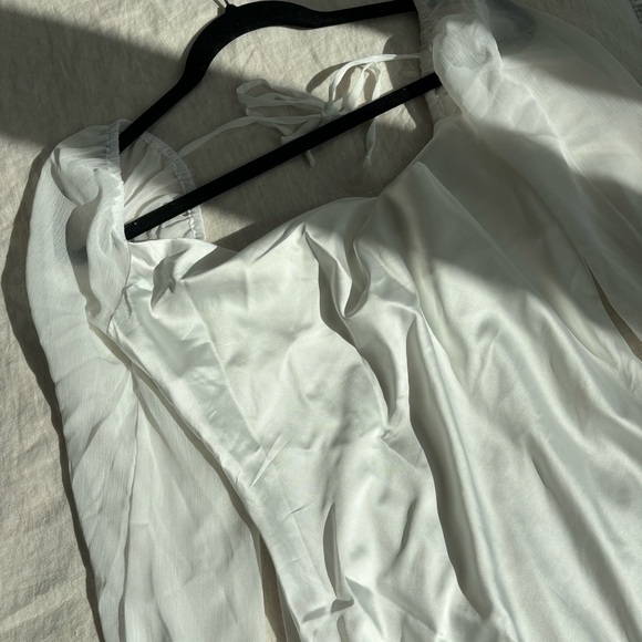 White Satin Engagement Party Dress - Picture 9 of 10